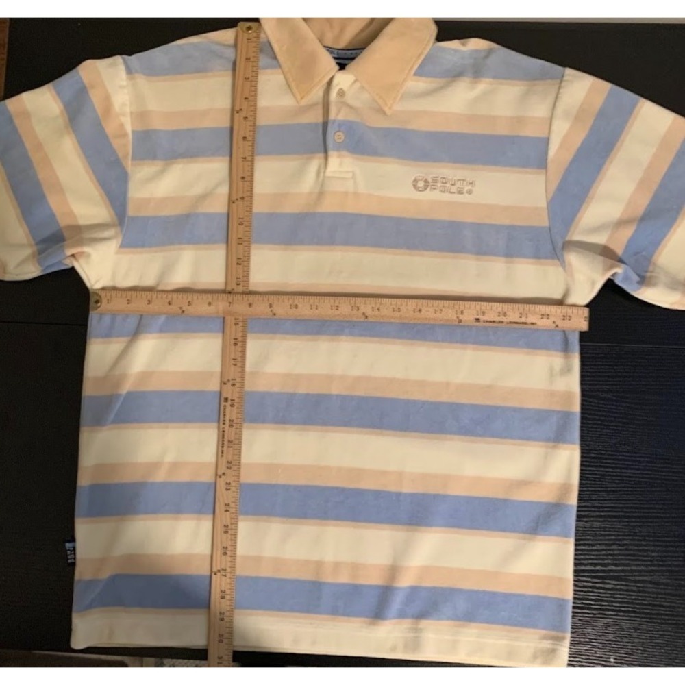 Vtg Y2K Southpole‎ Striped Fleece Polo Shirt Embroidered Skater Hip Hop Men's M - Picture 11 of 11